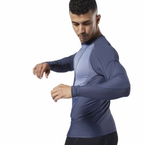 Koszulki Męskie Reebok One Series Training Compression Granatowe PL 93BTUSF